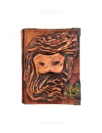 Deri Maske Detaylı El Yapımı Küçük Boy Deri Defter 1