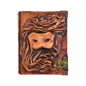 Deri Maske Detaylı El Yapımı Küçük Boy Deri Defter 1