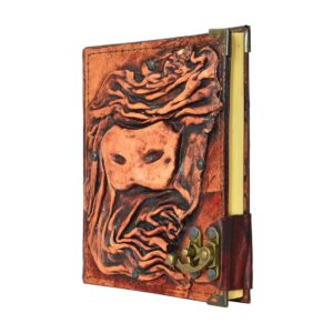 Deri Maske Detaylı El Yapımı Küçük Boy Deri Defter 2