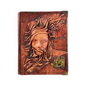 Kadın Maske Detaylı El Yapımı Küçük Boy Deri Defter 1