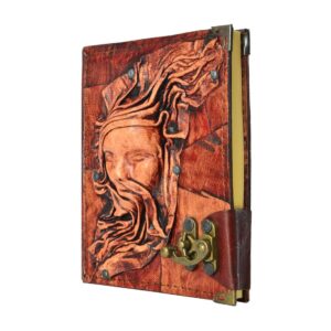 Kadın Maske Detaylı El Yapımı Küçük Boy Deri Defter 2