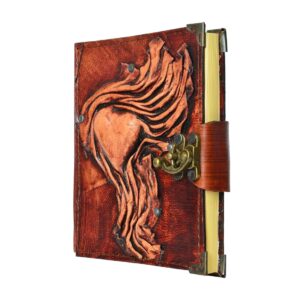 Kalp Detaylı El Yapımı Küçük Boy Deri Defter 2