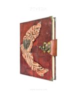 Metal Kalp Detaylı El Yapımı Büyük Boy Deri Defter 2
