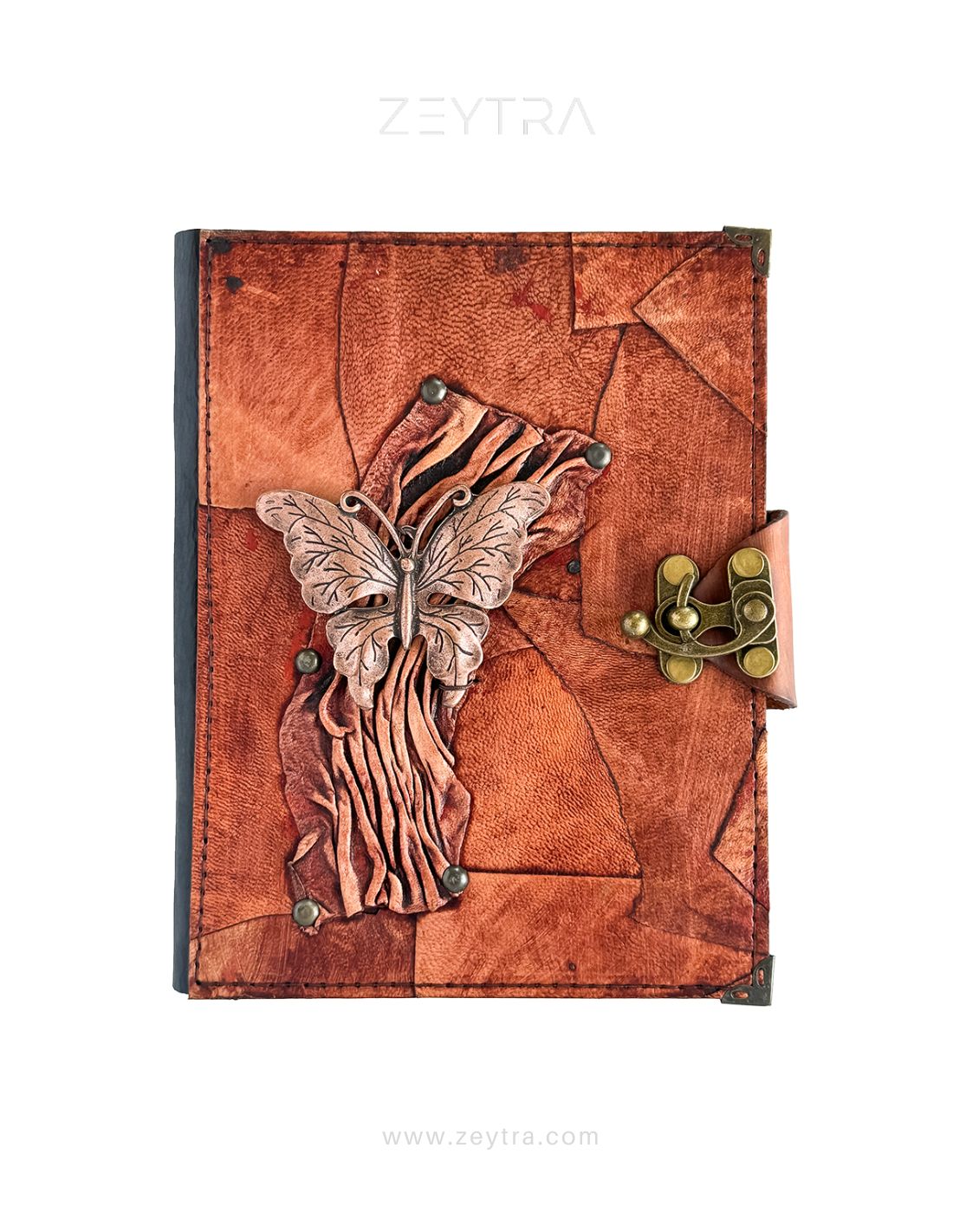 Metal Kelebek Detaylı El Yapımı Büyük Boy Deri Defter 1 Metal Kelebek Detaylı El Yapımı Büyük Boy Deri Defter 1