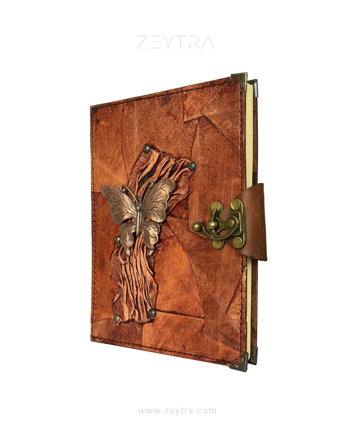 Metal Kelebek Detaylı El Yapımı Büyük Boy Deri Defter 2 Metal Kelebek Detaylı El Yapımı Büyük Boy Deri Defter 2