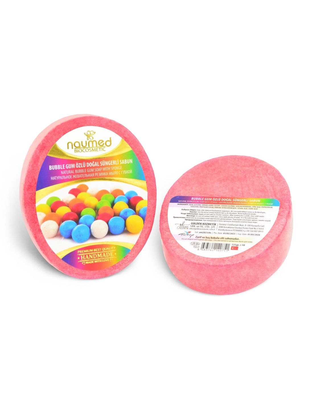Naumed Bubble Gum Özlü Doğal Süngerli Sabun Naumed Bubble Gum Özlü Doğal Süngerli Sabun