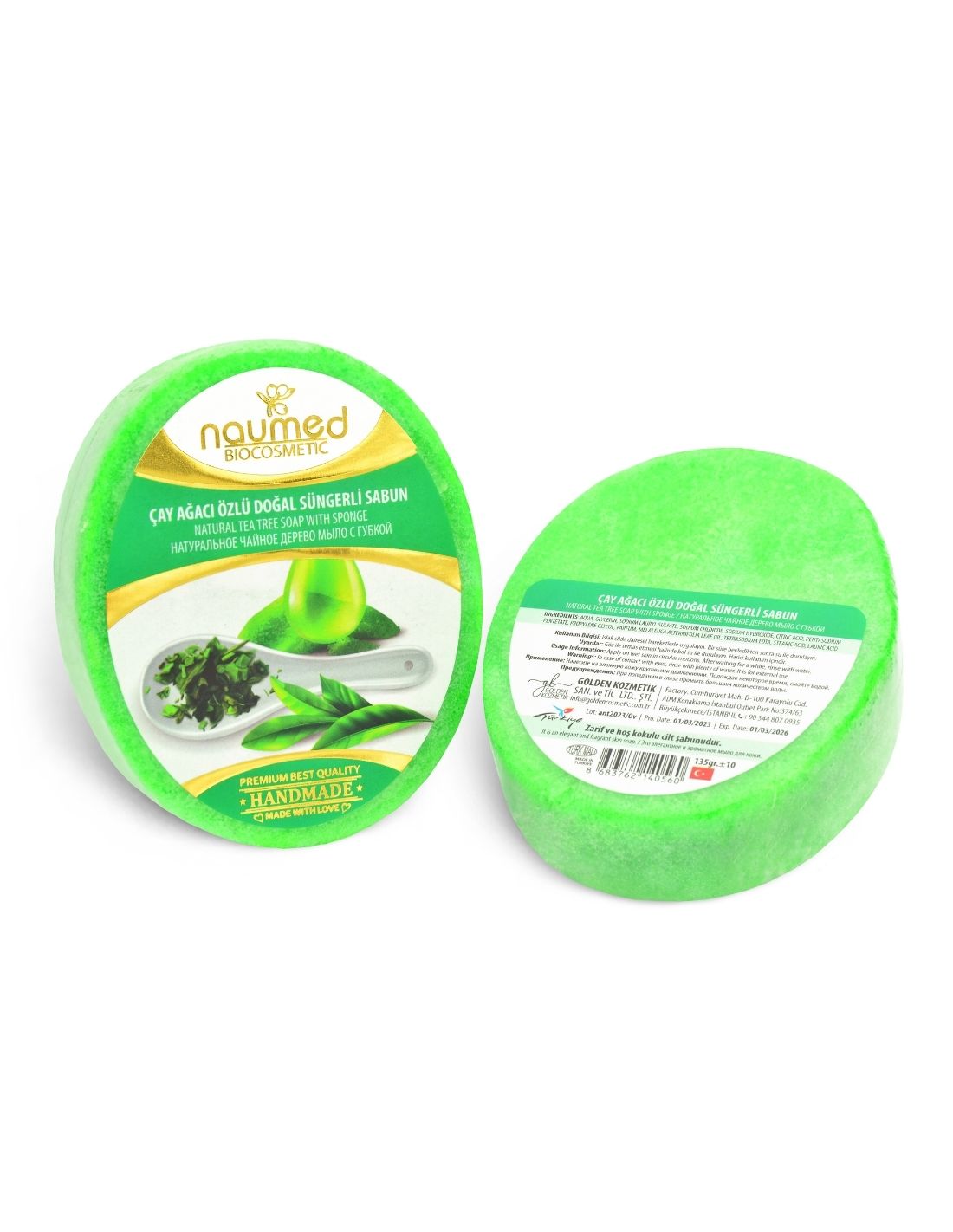 Naumed Çay Ağacı Özlü Doğal Süngerli Sabun Naumed Çay Ağacı Özlü Doğal Süngerli Sabun