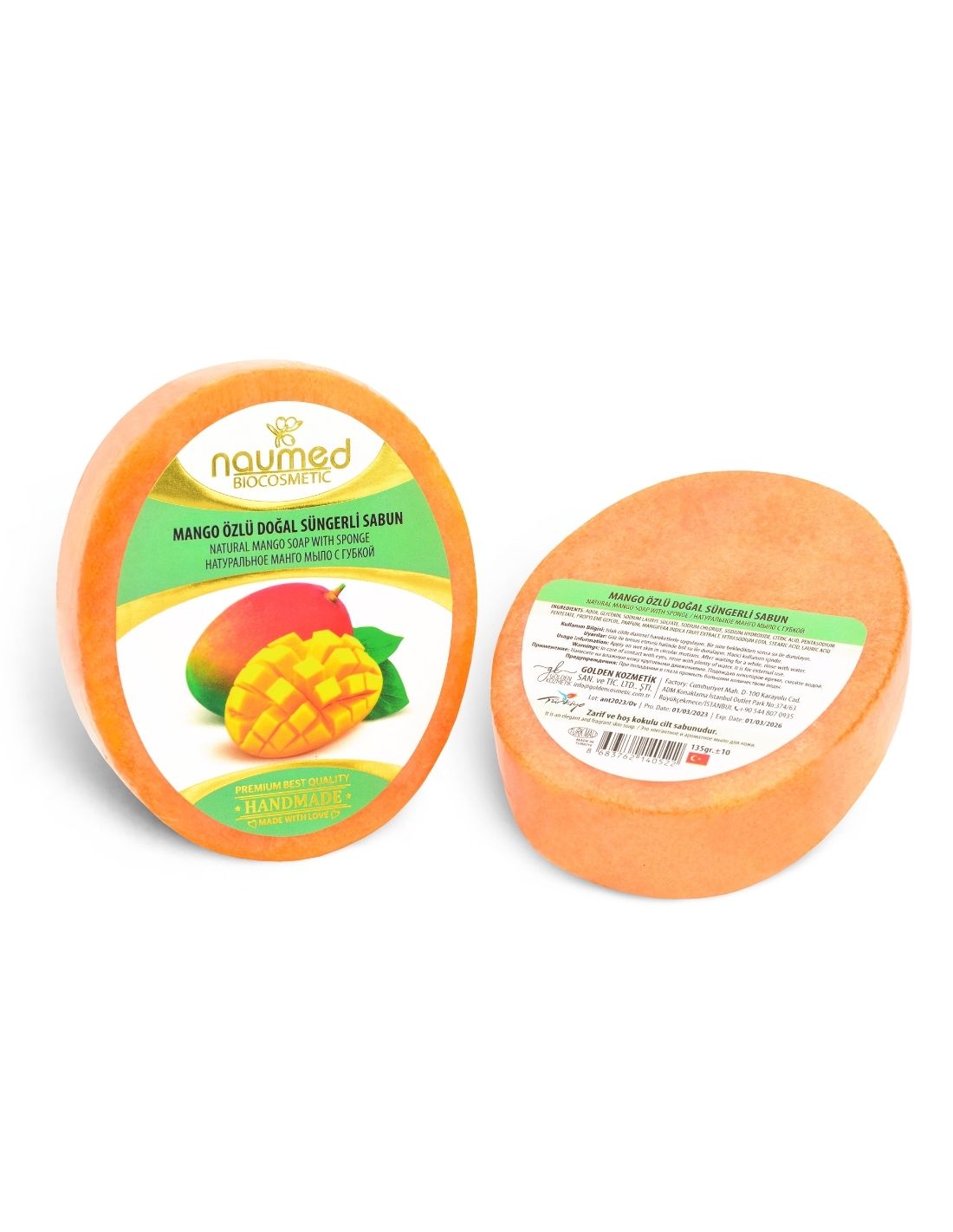Naumed Mango Özlü Doğal Süngerli Sabun Naumed Mango Özlü Doğal Süngerli Sabun