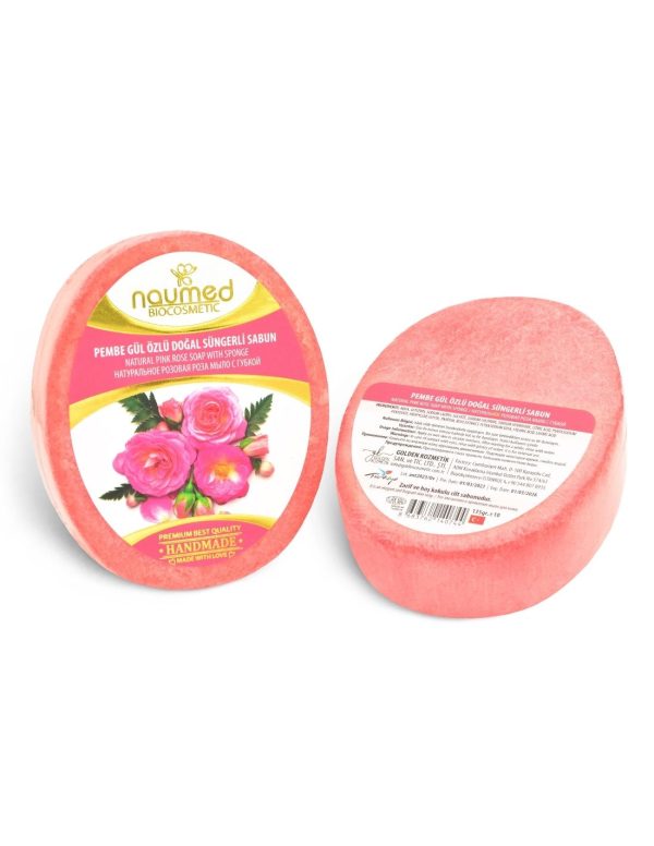 Naumed Pembe Gül Özlü Doğal Süngerli Sabun