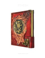 Baykuş Detaylı El Yapımı Küçük Boy Deri Defter 2