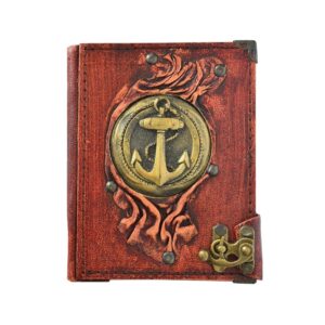 Çapa Detaylı El Yapımı Küçük Boy Deri Defter 1