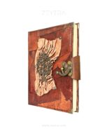 Hayat Ağacı Detaylı El Yapımı Büyük Boy Deri Defter 2