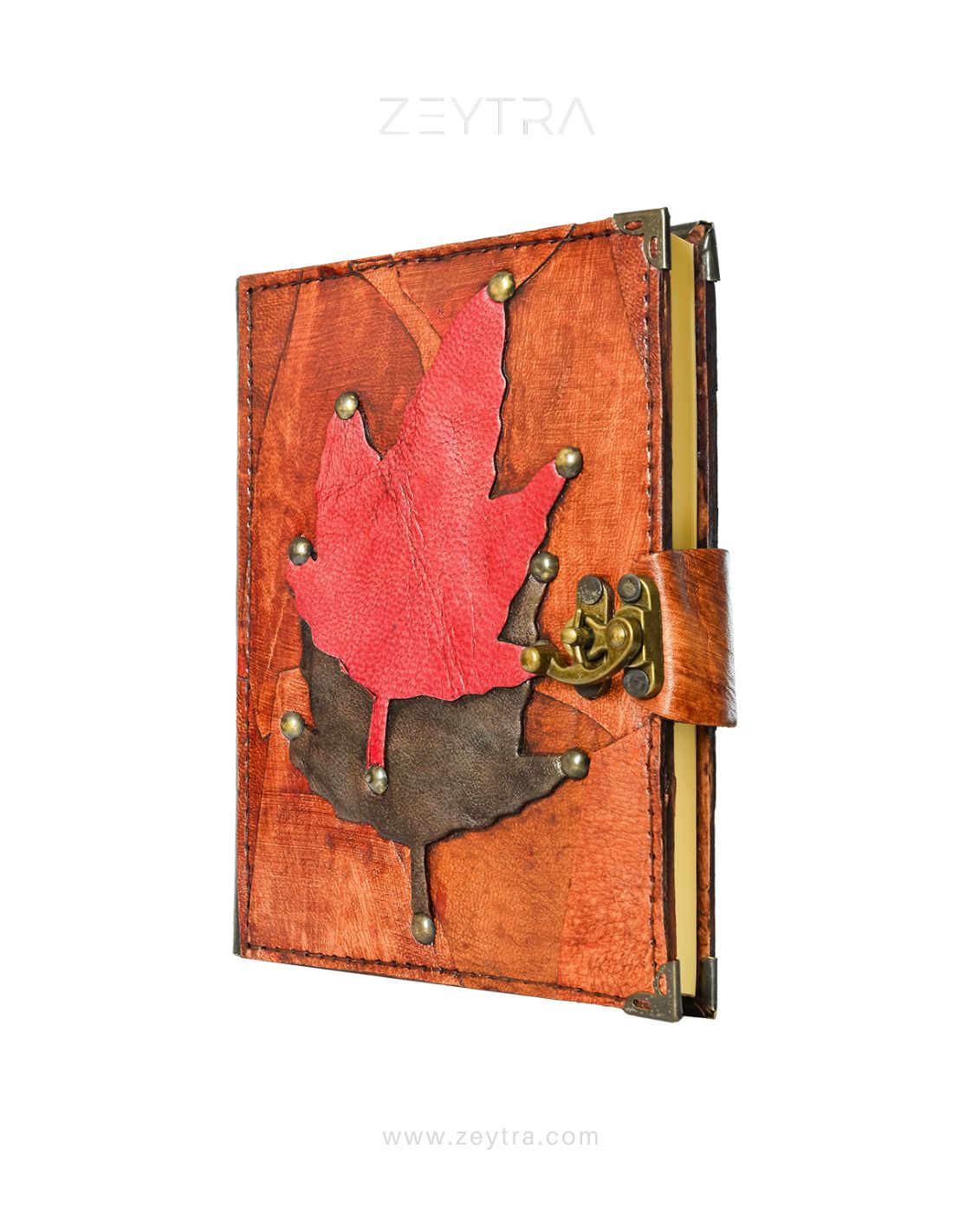 İkili Yaprak Detaylı El Yapımı Orta Boy Deri Defter 2 İkili Yaprak Detaylı El Yapımı Orta Boy Deri Defter 2