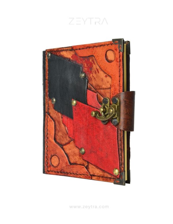 İşleme Detaylı El Yapımı Küçük Boy Deri Defter 2