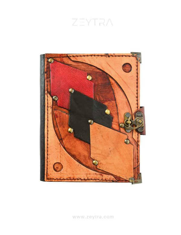 İşleme Detaylı El Yapımı Orta Boy Deri Defter 1