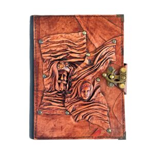 Kadın Erkek Maske Detaylı El Yapımı Büyük Boy Deri Defter 1