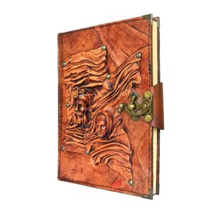 Kadın Erkek Maske Detaylı El Yapımı Büyük Boy Deri Defter 2