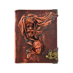 Kadın Erkek Maske Detaylı El Yapımı Küçük Boy Deri Defter 1