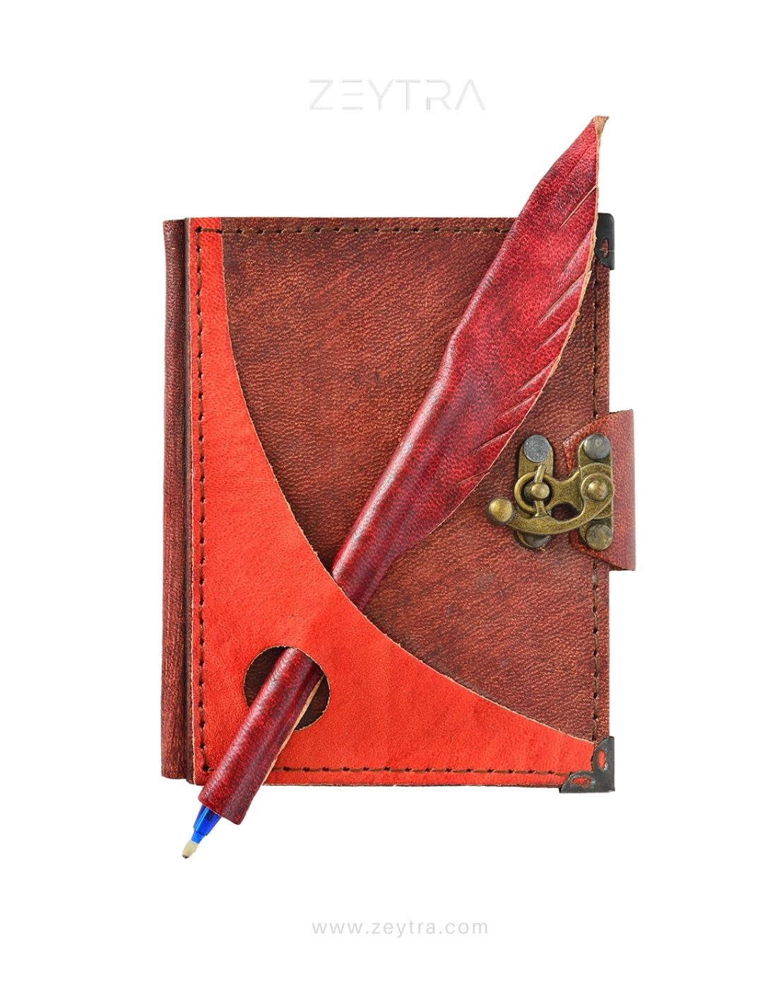 Kırmızı Kalem Detaylı El Yapımı Küçük Boy Deri Defter 1 Kırmızı Kalem Detaylı El Yapımı Küçük Boy Deri Defter 1