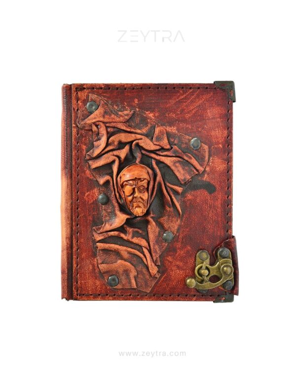 Korsan Detaylı El Yapımı Küçük Boy Deri Defter 1