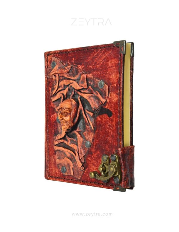 Korsan Detaylı El Yapımı Küçük Boy Deri Defter 2