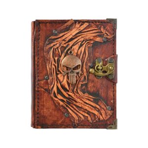 Kuru Kafa Detaylı El Yapımı Küçük Boy Deri Defter 1