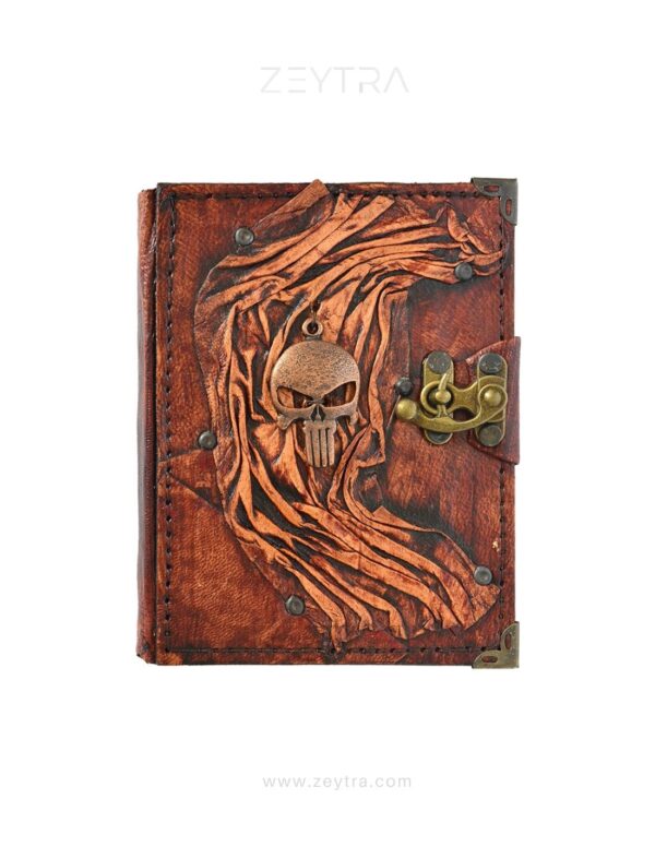 Kuru Kafa Detaylı El Yapımı Küçük Boy Deri Defter 1
