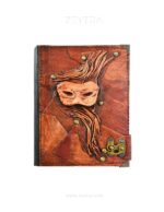 Maske Detaylı El Yapımı Orta Boy Deri Defter 1