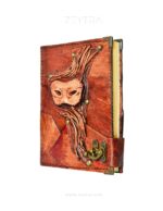 Maske Detaylı El Yapımı Orta Boy Deri Defter 2