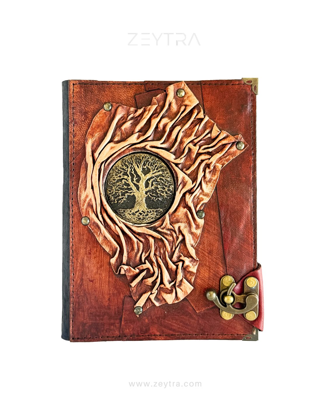 Metal Ağaç Detaylı El Yapımı Büyük Boy Deri Defter 1 Metal Ağaç Detaylı El Yapımı Büyük Boy Deri Defter 1