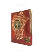 Metal Ağaç Detaylı El Yapımı Büyük Boy Deri Defter 2