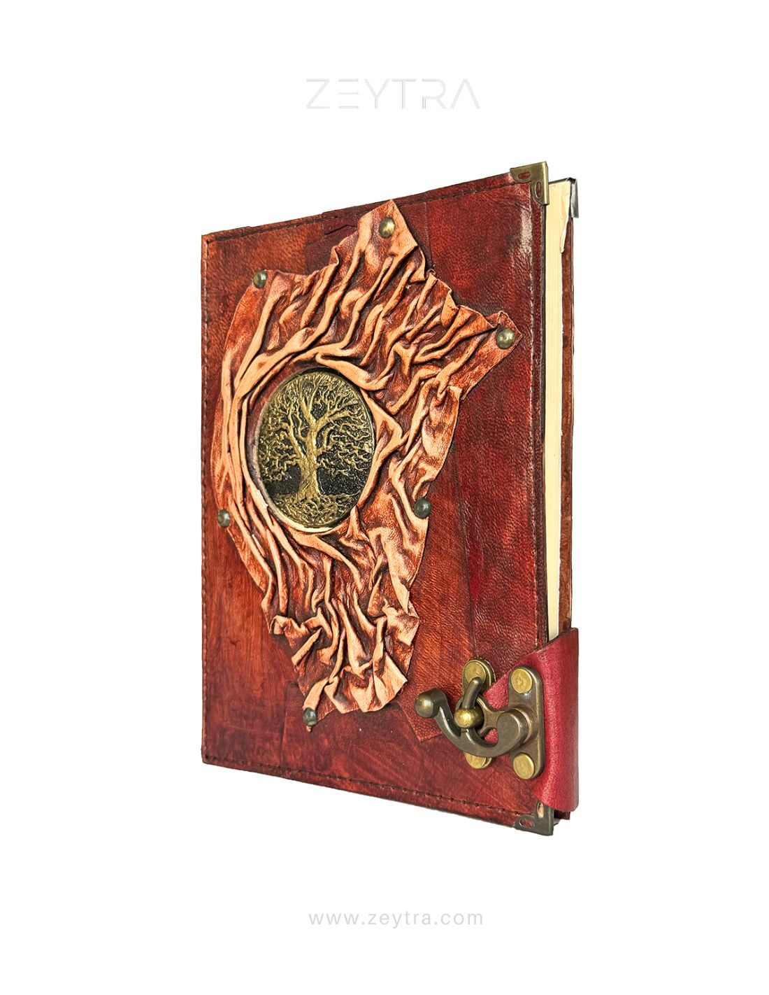 Metal Ağaç Detaylı El Yapımı Büyük Boy Deri Defter 2 Metal Ağaç Detaylı El Yapımı Büyük Boy Deri Defter 2