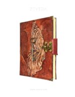 Metal Anahtar Detaylı El Yapımı Büyük Boy Deri Defter 2