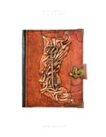 Metal Anahtar Detaylı El Yapımı Orta Boy Deri Defter 1