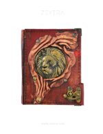 Metal Aslan Detaylı El Yapımı Küçük Boy Deri Defter 1