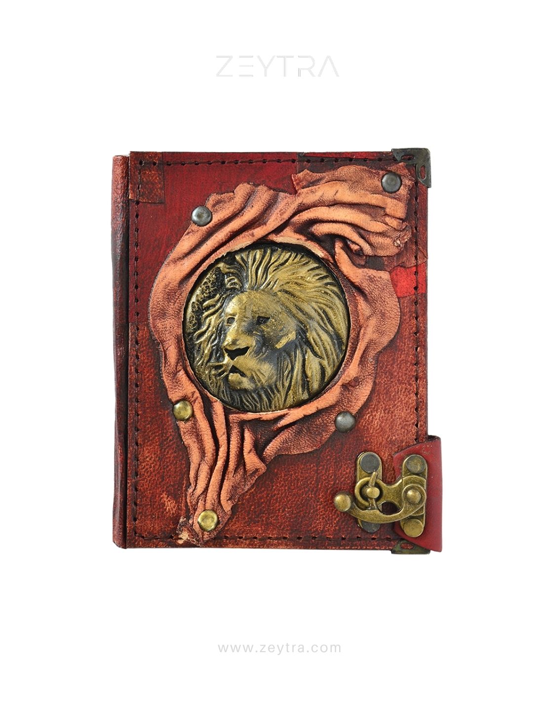 Metal Aslan Detaylı El Yapımı Küçük Boy Deri Defter 1 Metal Aslan Detaylı El Yapımı Küçük Boy Deri Defter 1