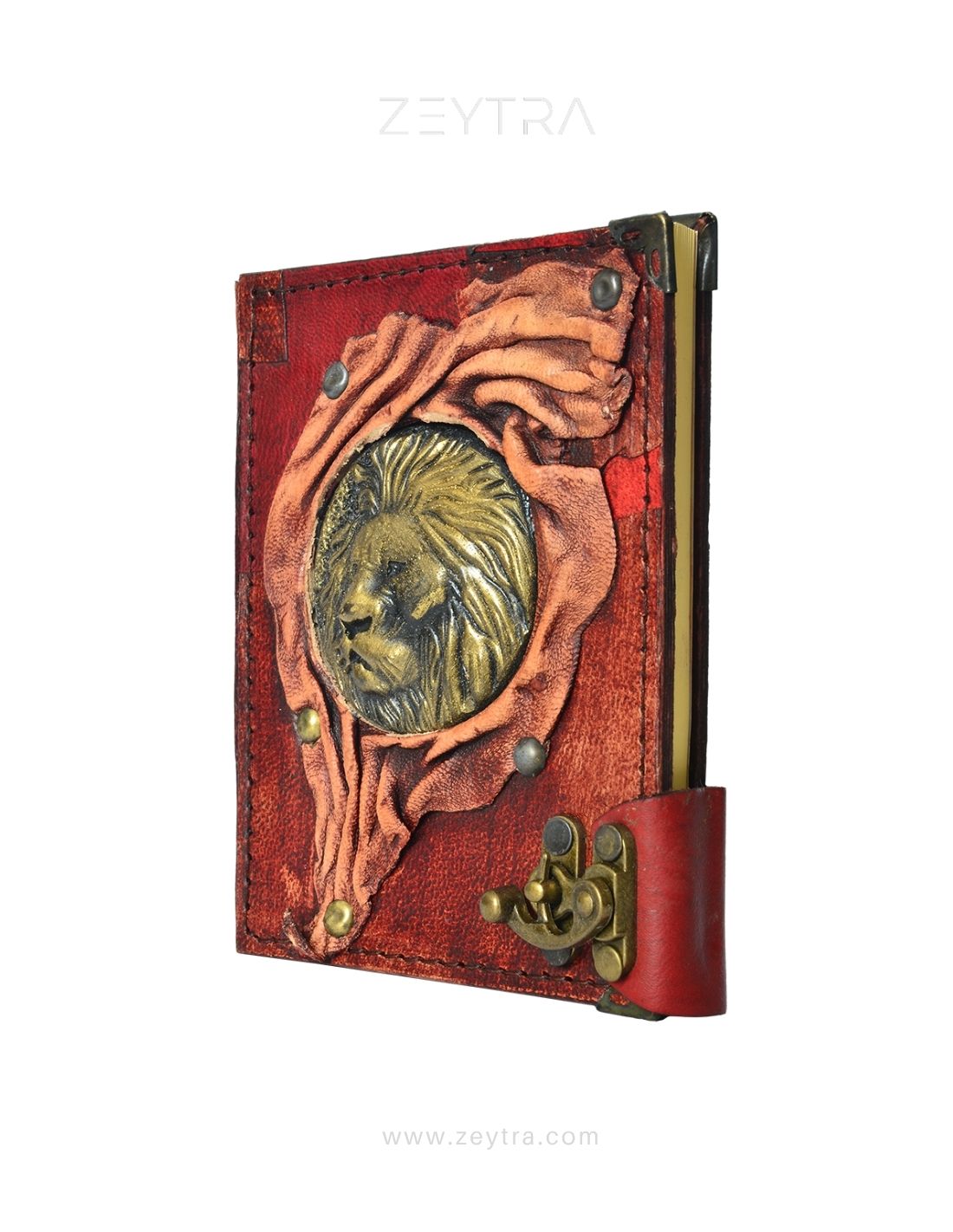 Metal Aslan Detaylı El Yapımı Küçük Boy Deri Defter 2 Metal Aslan Detaylı El Yapımı Küçük Boy Deri Defter 2