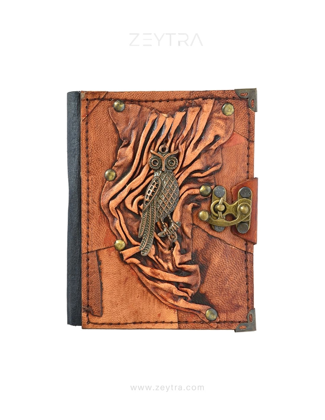 Metal Baykuş Detaylı El Yapımı Küçük Boy Deri Defter 1 Metal Baykuş Detaylı El Yapımı Küçük Boy Deri Defter 1
