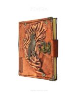Metal Baykuş Detaylı El Yapımı Küçük Boy Deri Defter 2