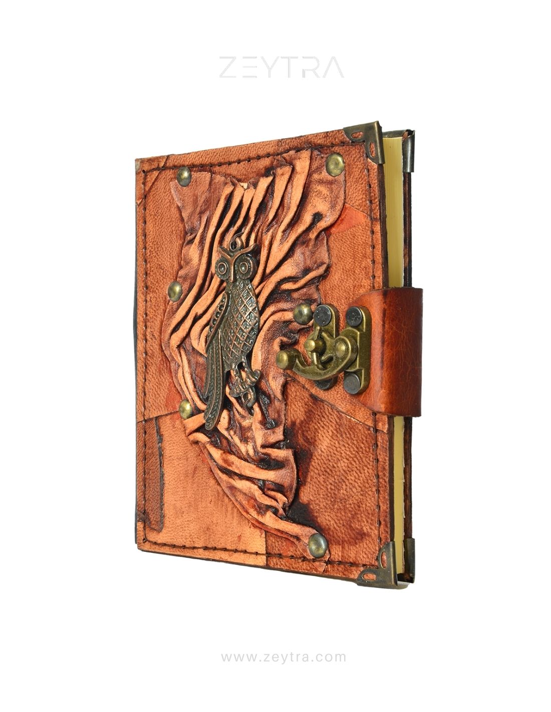 Metal Baykuş Detaylı El Yapımı Küçük Boy Deri Defter 2 Metal Baykuş Detaylı El Yapımı Küçük Boy Deri Defter 2