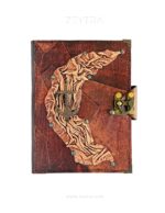 Metal Çapa Detaylı El Yapımı Büyük Boy Deri Defter 1