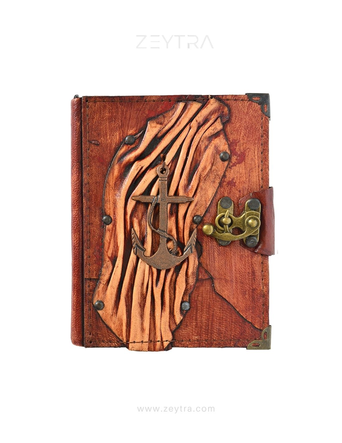 Metal Çapa Detaylı El Yapımı Küçük Boy Deri Defter 1 Metal Çapa Detaylı El Yapımı Küçük Boy Deri Defter 1
