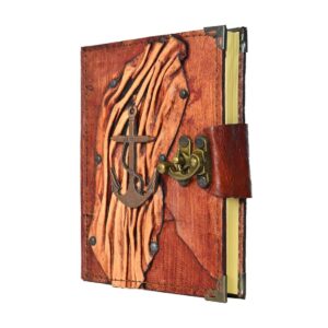 Metal Çapa Detaylı El Yapımı Küçük Boy Deri Defter 2