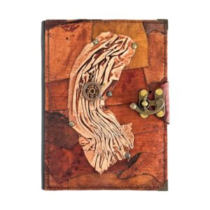 Metal Dümen Detaylı El Yapımı Büyük Boy Deri Defter 1