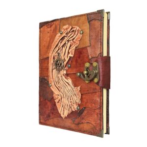 Metal Dümen Detaylı El Yapımı Büyük Boy Deri Defter 2