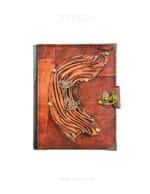 Metal Kedi El Yapımı Orta Boy Deri Defter 1