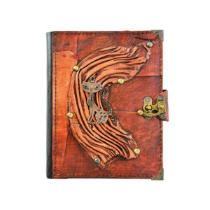 Metal Kedi El Yapımı Orta Boy Deri Defter 1