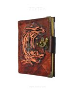 Metal Keman Detaylı El Yapımı Küçük Boy Deri Defter 2