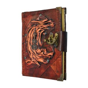 Metal Keman Detaylı El Yapımı Küçük Boy Deri Defter 2