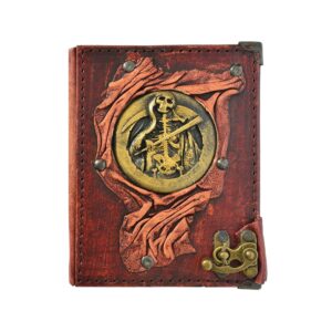 Metal Ölüm Meleği Detaylı El Yapımı Küçük Boy Deri Defter 1